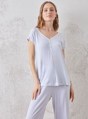 Pijama Polera Botones Pantalón Full Print,Diseño 1,hi-res