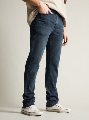 Jeans Slim Fit Elasticado Tiro Medio,Azul,hi-res