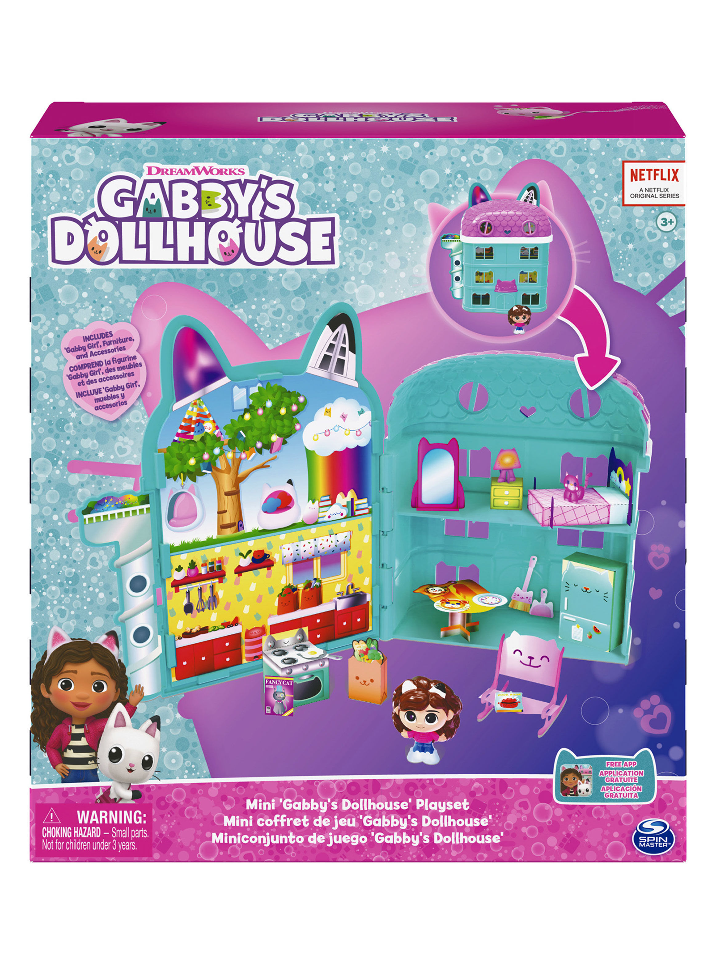  Gabby's Dollhouse, Purrfect - Casa de muñecas con 2 figuras de  juguete, 8 muebles, 3 accesorios, 2 entregas y sonidos, juguetes para niños  a partir de 3 años : Juguetes y Juegos