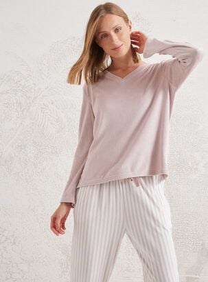 Pijama Top Sólido Pantalón Full Print Tela Velour,Diseño 1,hi-res