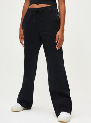 Jeans Con Cordón Amarra Color,Negro,hi-res