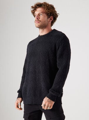 Sweater ML Algodón Textura Tejido,Negro,hi-res