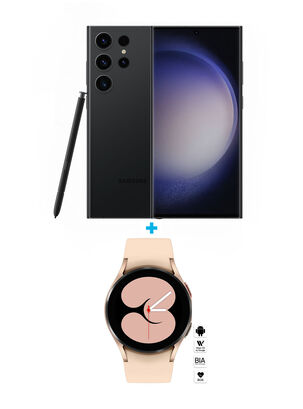 Smartphone Galaxy S23 Ultra 256GB 6.8" Phantom Black Liberado + Smartwatch Galaxy Watch4 40mm Pink Gold,,hi-res