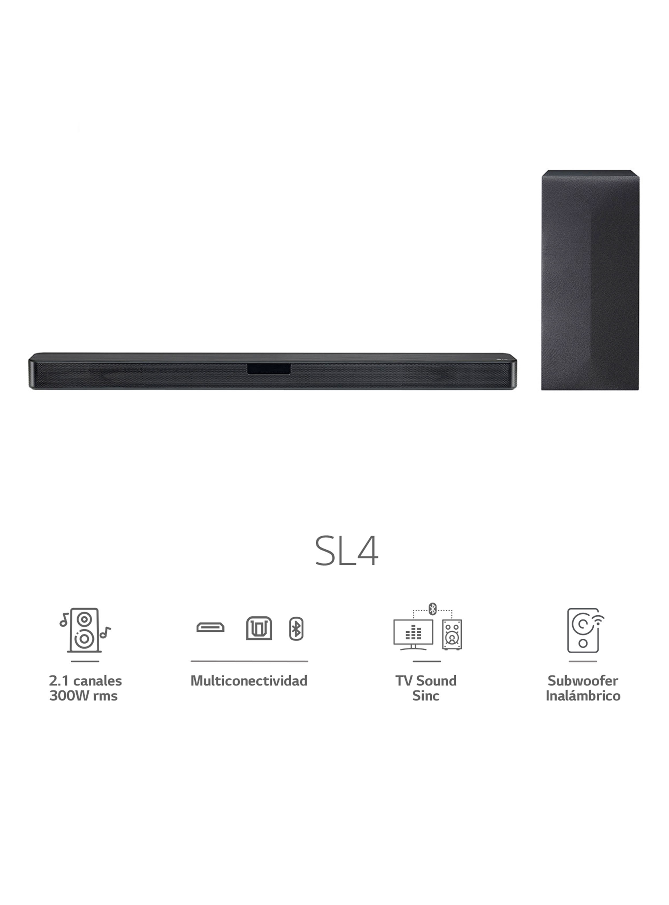 LG SL4 - Barra de sonido de 300W de potencia 2,1 canales, Dolby