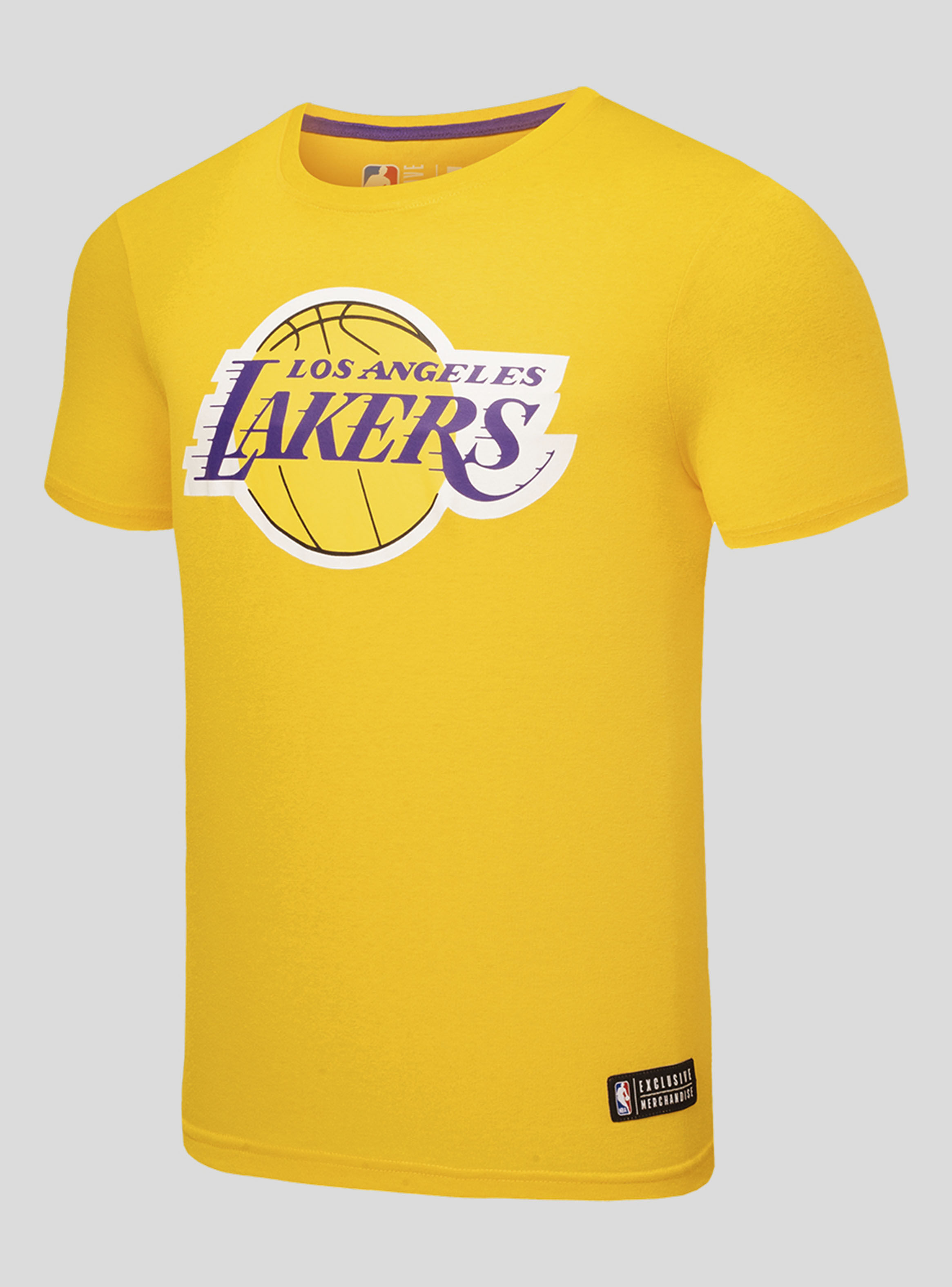 Camiseta Los Angeles Lakers manga corta amarilla. Worn Logo / Wordmark.  Hardwood Classics