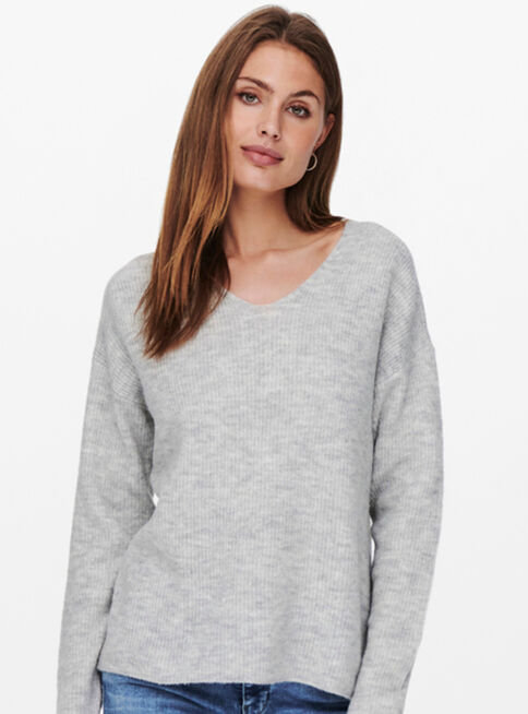 Sweater Gris  Corte V,Gris,hi-res