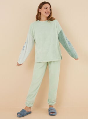 Pijama Polar Vede Flores,Verde,hi-res