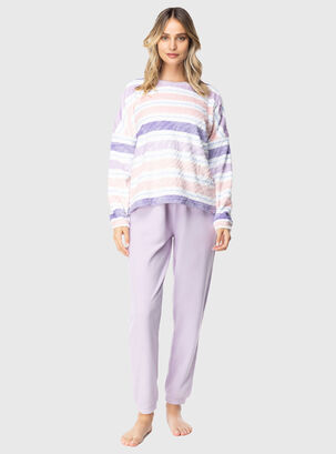 Pijama Micropolar Regular Fit,Blanco,hi-res
