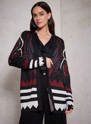 Chaleco Kimono Jacquard Flores,Diseño 1,hi-res