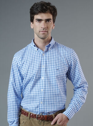 Camisa Sport Button Down Weekend Large Vichy Check ,Azul,hi-res