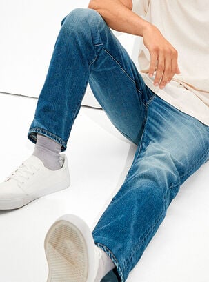 Jeans Flex Slim Straight Diseño Liso,Azul,hi-res