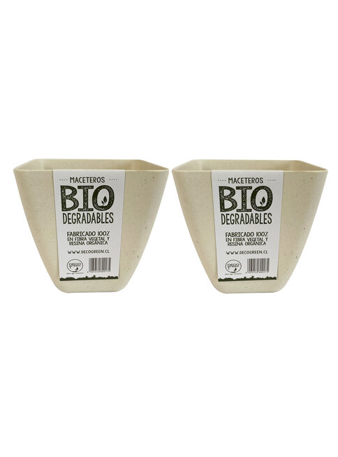 Set Decogreen 2 Maceteros Biodegradables Cuadrados Blancos                      ,,hi-res