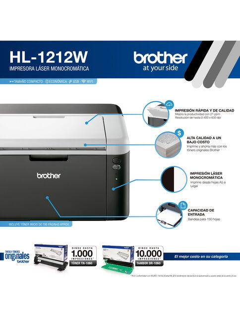 especificación Relativamente Vacante Impresora Brother Láser HL-1212W Wi-fi - Impresión Láser | Paris.cl