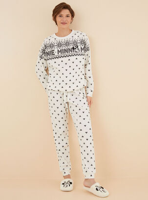 Pijama Largo Polar Minnie Mouse,Blanco,hi-res