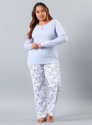 Pijama Top + Pantalón Diseño En Caja,Celeste,hi-res