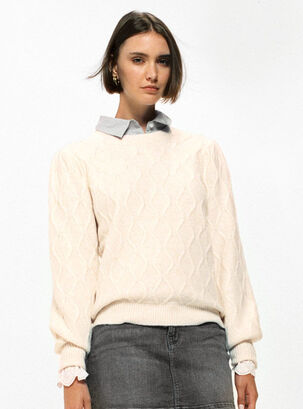 Sweater Estructura Lana,Blanco,hi-res