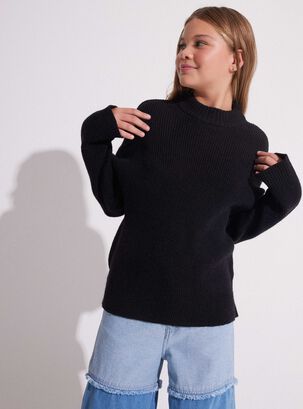 Sweater Con Apertura En La Espalda,Negro,hi-res