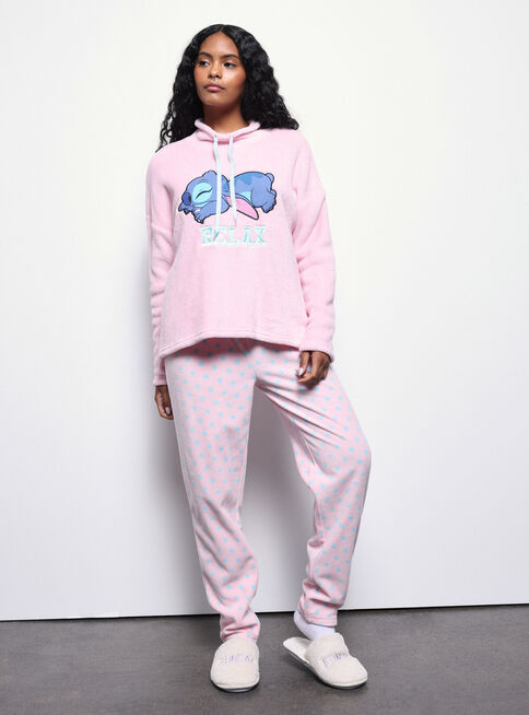Pijama Cuello Alto Licencia Lilo & Stitch,Rosado,hi-res