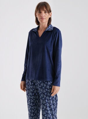 Pijamas Cuello Camisero Full Print Velour,Diseño 1,hi-res