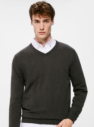 Sweater Básico Cuello Pic,Marengo,hi-res