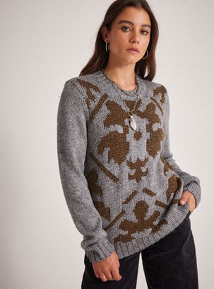 Sweater Jacquard Punto Con Hilo De Lurex,Gris,hi-res