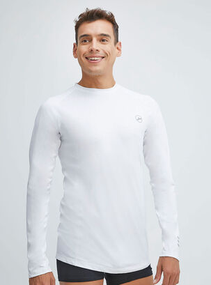 Camiseta Manga Larga Cuello Redondo Microfibra Blanco,Blanco,hi-res