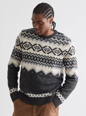 SweaterPrint Holiday Crewneck,Negro,hi-res