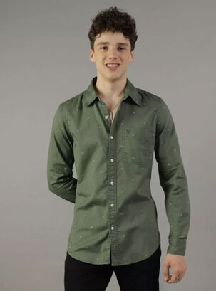 Camisa Oxford Everyday Slim Fit con Botones,Verde,hi-res