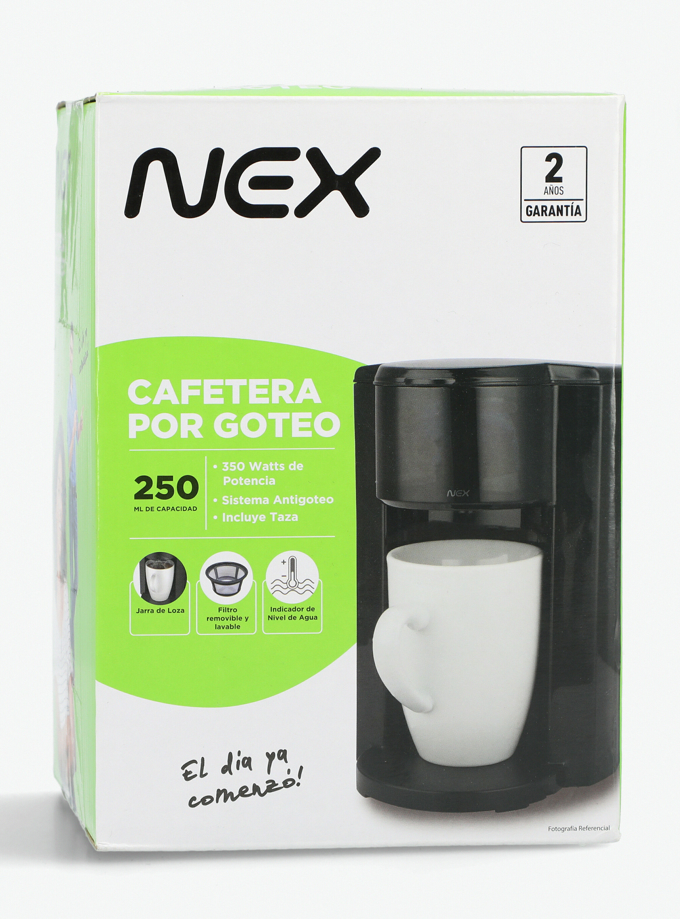 Nex - Cafetera goteo 250 ml individual negro Nex