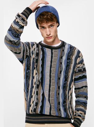 Sweater Jacquard Vintage,Azul,hi-res