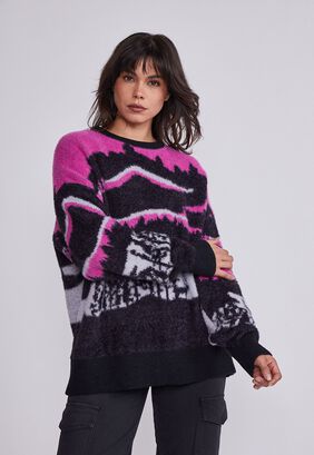 Sweater Mujer Rosado Peludo Paisaje Sioux,hi-res