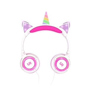 Audifonos Unicornio Headset Alambrico para Niños LED Rosado,hi-res