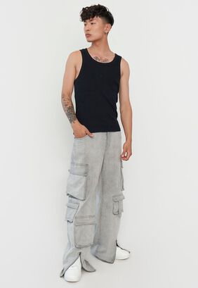 Jeans Relaxed Fit Cargo Gris x Power Peralta Corona,hi-res
