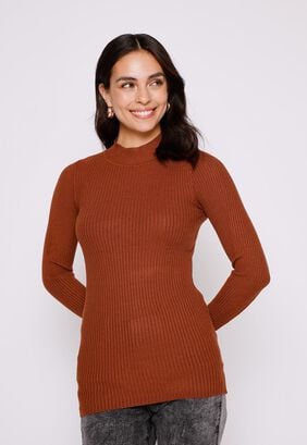 Sweater Mujer Caramelo Canuton Cuello Alto Family Shop,hi-res