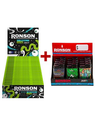 Pack Caja Papelillos Ronson Extra Quality + Caja Encendedores Just,hi-res