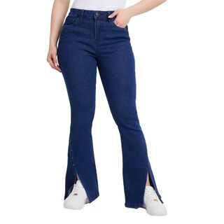 Jeans Flare Brillos Azul Oscuro Mujer Fashion'S Park,hi-res