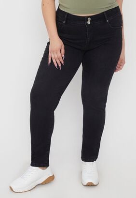 Jeans Mujer Skinny High Waist 2 Botones Negro Corona,hi-res