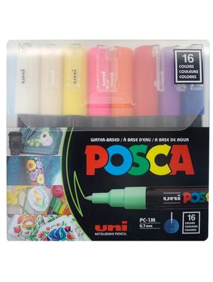 Marcador Uni Posca set 16 Colores 1M (0.7mm),hi-res