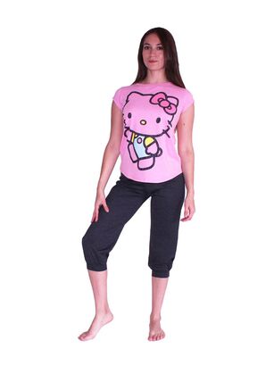 Pijama Mujer Algodón Capri Estampado Hello Kitty,hi-res
