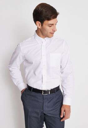 Camisa Formal Básica Oxford Regular Blanco,hi-res