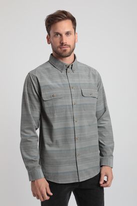Camisa manga larga hombre Corduroy  gris - Algodón orgánico,hi-res