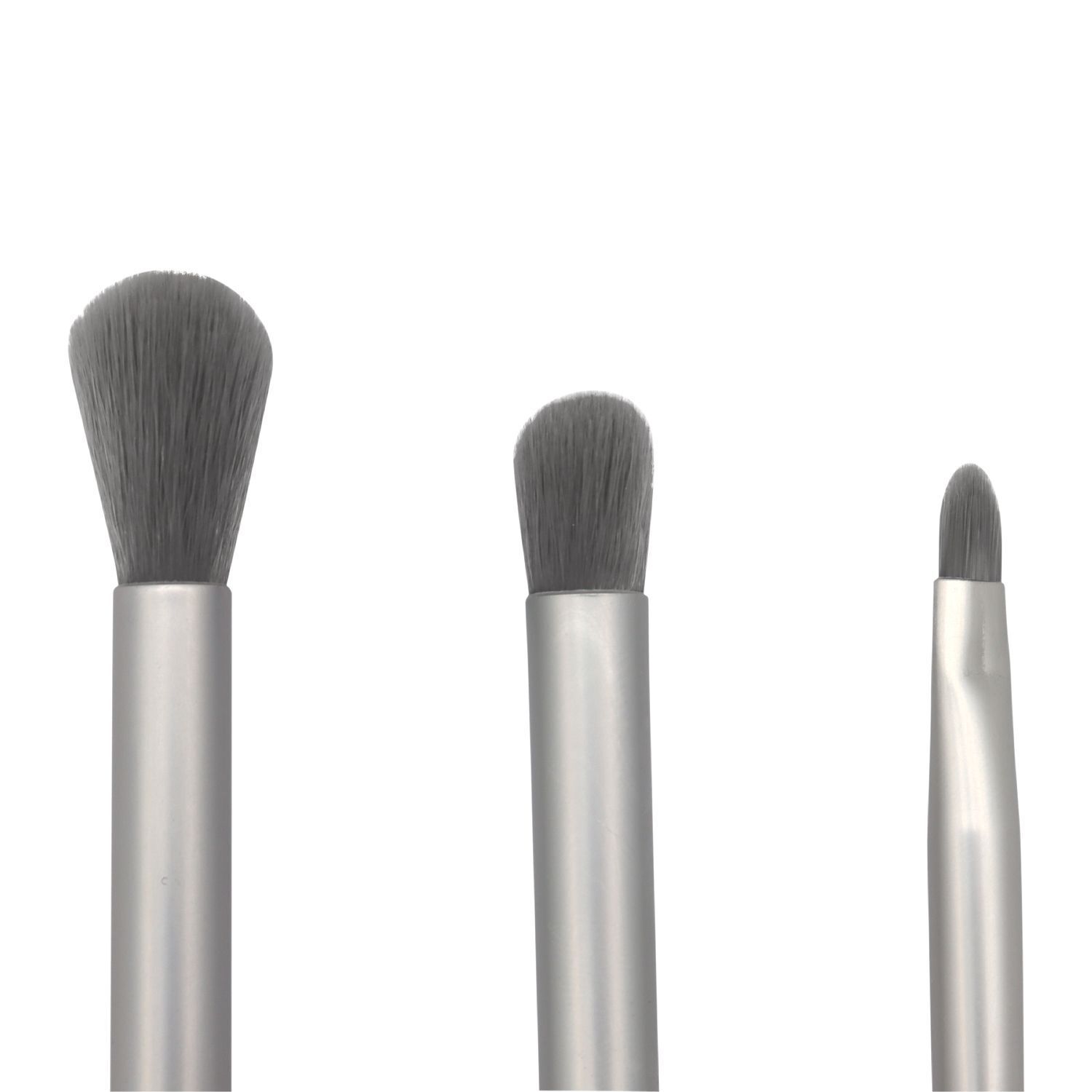 Set De 3 Pinceles Brochas Silver Collection Para Maquillaje Profesional