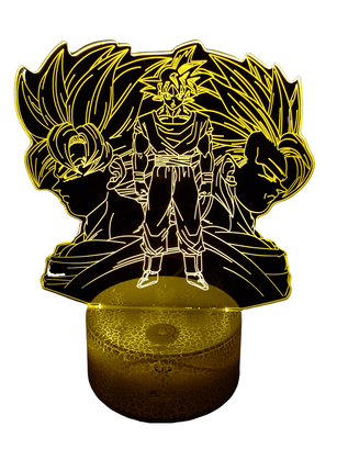 Lámpara ilusión 3D Goku Transformaciones 7 Colores Led,hi-res
