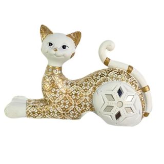 Gato Blanco Acostado - Figura Decorativa,hi-res