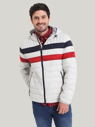 PARKA WEIGHT QUILTED COLORBLOCK BLANCO TOMMY HILFIGER,hi-res