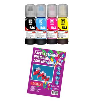 Papel Adhesivo Glossy 135gm/100hjs+4 Tintas para Epson ET15000,hi-res