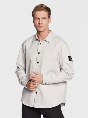 Camisa manga larga con logo Blanco Calvin Klein,hi-res
