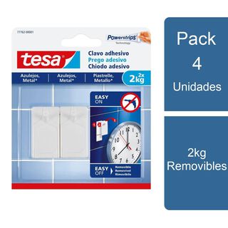 Pack 4x2 Clavos Adhesivos Superficies Lisas 2kg tesa,hi-res