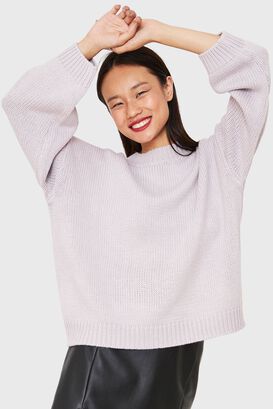 Sweater Básico Holgado Gris Nicopoly,hi-res