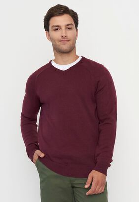 Sweater Hombre Grueso V-Neck Burdeo Corona,hi-res